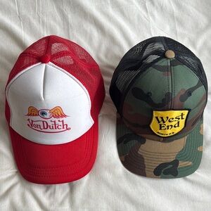 Von Dutch Red and West End Camo Trucker Hat